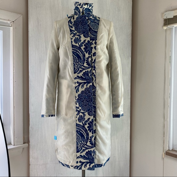 SOLD $$$  J. McLaughlin blue floral cotton coat NEW - Picture 7 of 10